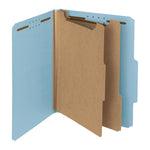 Recycled Pressboard Classification Folders, 2" Expansion, 2 Dividers, 4 Fasteners, Letter Size, Blue Exterior, 10/Box
