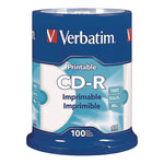 CD-R Printable Recordable Disc, 700 MB/80 min, 52x, Spindle, White, 100/Pack