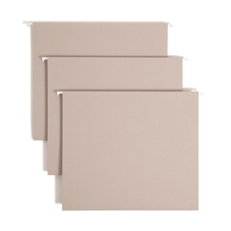 TUFF Extra Capacity Hanging File Folders with Easy Slide Tab, 2" Capacity, Letter, 1/3-Cut Tabs, Steel Gray, 18/Box