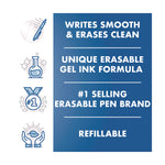 FriXion Ball Clicker Erasable Gel Pen, Retractable, Fine 0.7 mm, Black Ink, Black Barrel, 2/Pack