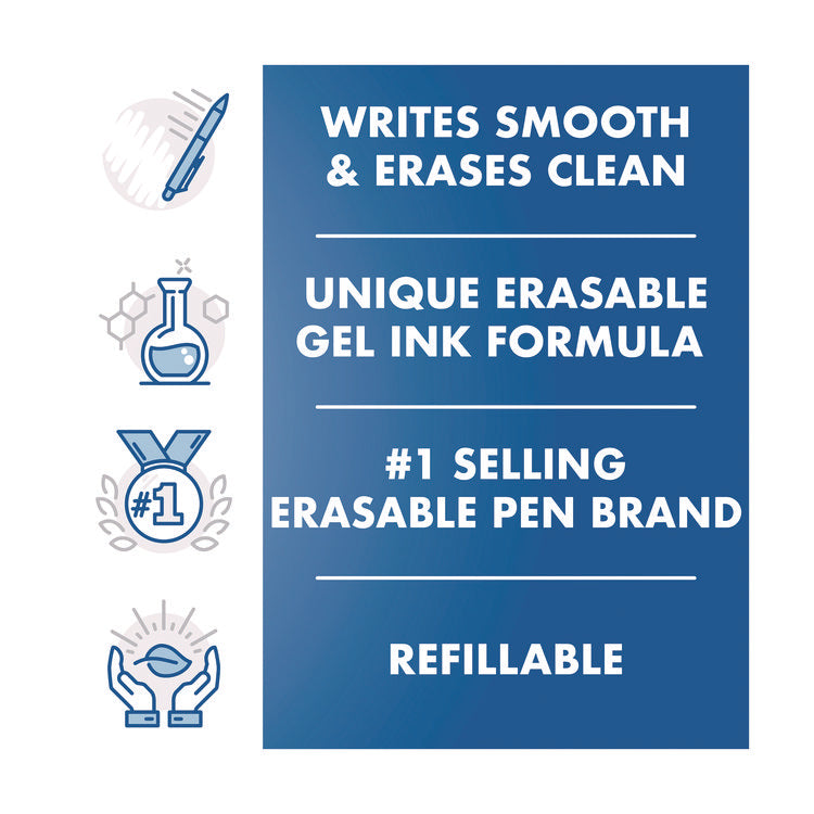 FriXion Ball Clicker Erasable Gel Pen, Retractable, Fine 0.7 mm, Black Ink, Black Barrel, 2/Pack