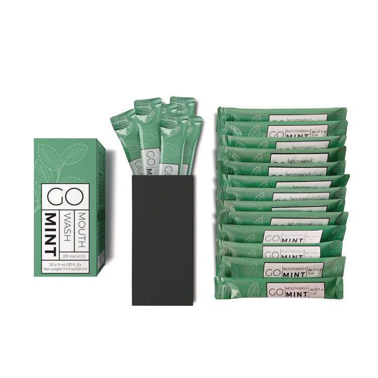 Individual Mouthwash Packets, Display Pack, Mint Flavor, 0.37 oz Packet, 20/Pack
