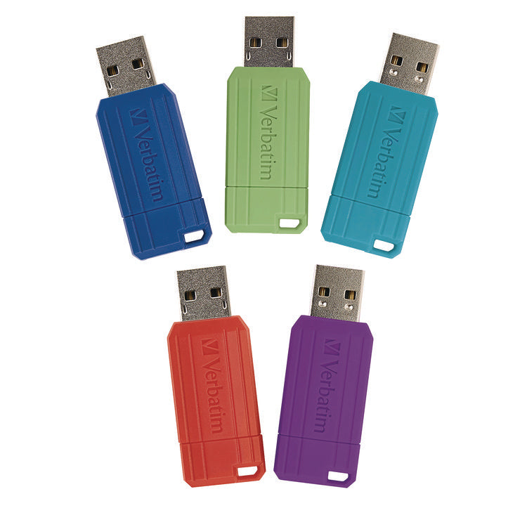PinStripe USB 3.2 Flash Drive, 32 GB, Assorted Colors, 5/Pack