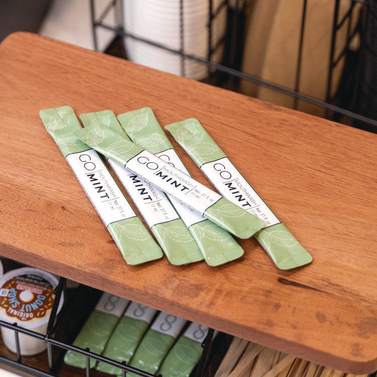 Individual Mouthwash Packets, Display Pack, Mint Flavor, 0.37 oz Packet, 20/Pack