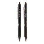 FriXion Ball Clicker Erasable Gel Pen, Retractable, Fine 0.7 mm, Black Ink, Black Barrel, 2/Pack