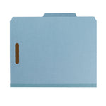 Recycled Pressboard Classification Folders, 2" Expansion, 2 Dividers, 4 Fasteners, Letter Size, Blue Exterior, 10/Box