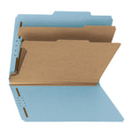 Recycled Pressboard Classification Folders, 2" Expansion, 2 Dividers, 4 Fasteners, Letter Size, Blue Exterior, 10/Box