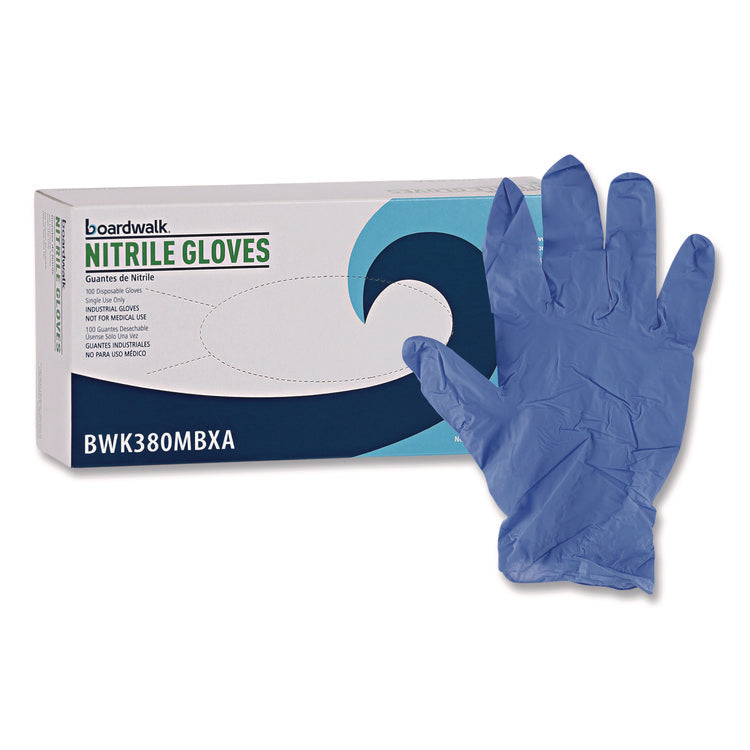 380 Series Disposable General-Purpose Nitrile Gloves, Powder-Free, Medium, 4 mil Thick, 15" Long, Blue, 100/Box