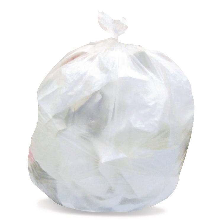 High-Density Waste Can Liners, 33 gal, 22 mic, 33" x 40", Natural, Roll, 25 Bags/Roll, 10 Rolls/Carton