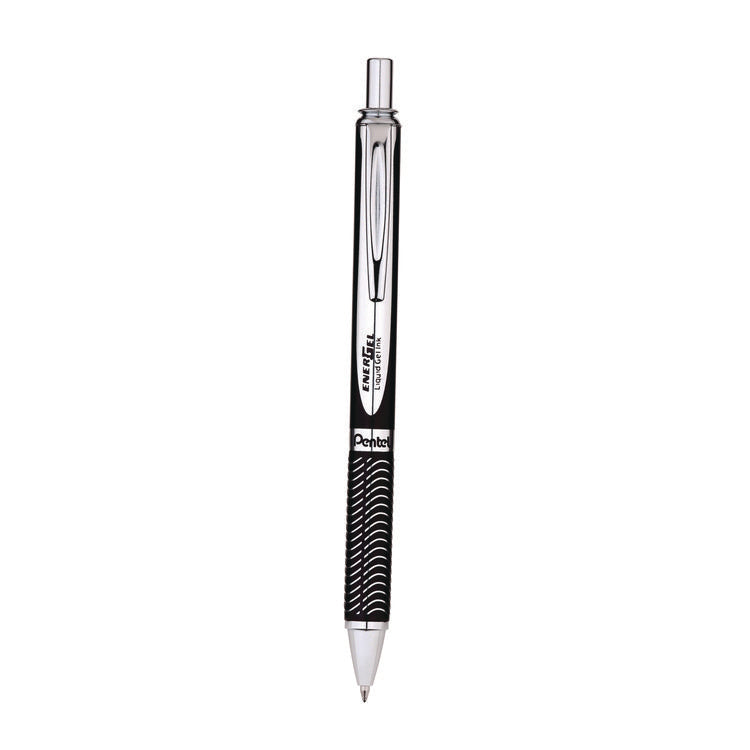 EnerGel Alloy RT Gel Pen, Retractable, Medium 0.7 mm, Black Ink, Black/Aluminum Barrel