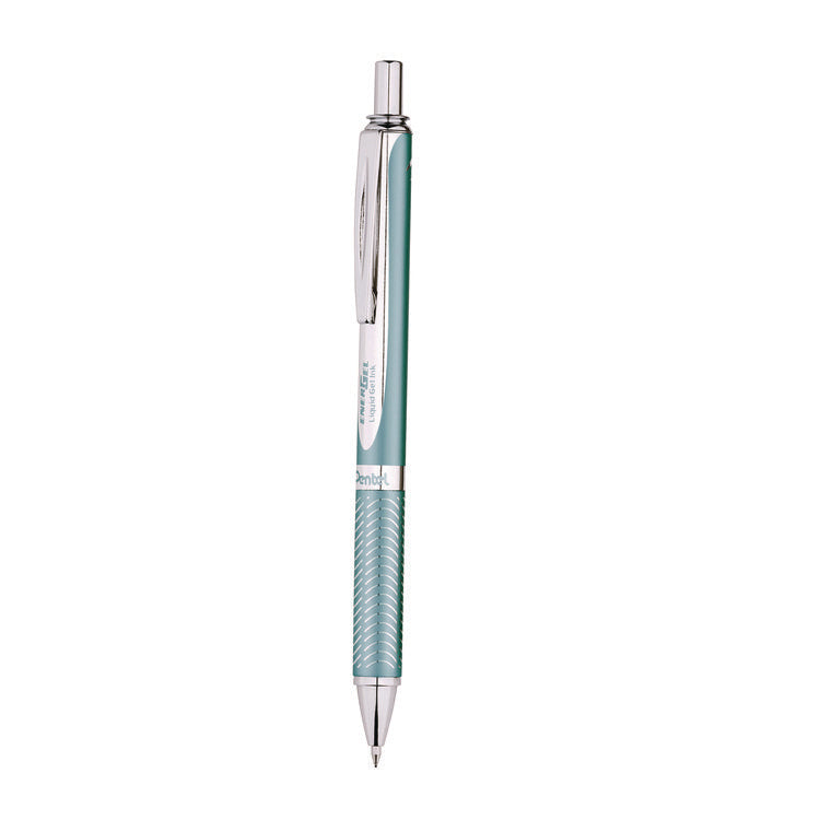 EnerGel Alloy RT Gel Pen, Retractable, Medium 0.7 mm, Black Ink, Blue/Aluminum Barrel