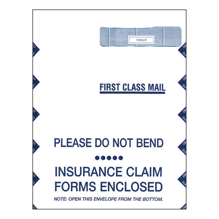 Jumbo CMS-1500 Health Insurance Form Envelopes for 50 Forms, Square Flap, Self-Adhesive Closure, 9 x 12.5, White, 100/Pack