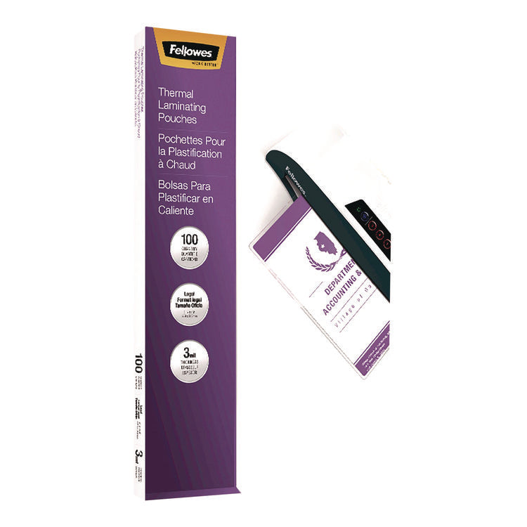 Laminating Pouches, 3 mil, 9" x 14.5", Clear Gloss, 100/Pack