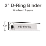 Premier Easy Open Clearvue Locking Slant-D Ring Binder, 3 Rings, 2" Capacity, 11 X 8.5, White
