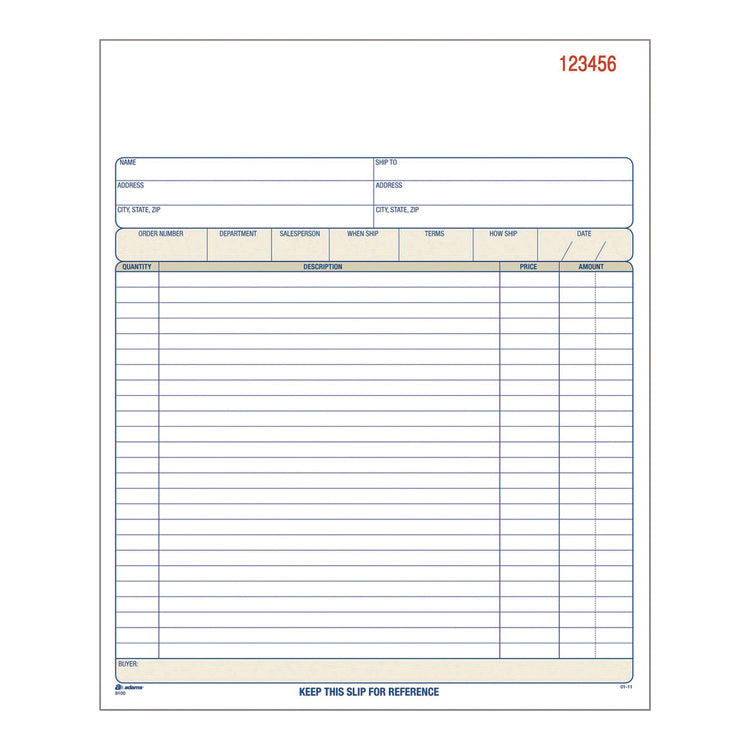 Multipart Sales Order Pad, Two-Part Carbonless, 8.38 x 10.19, 50 Forms Total