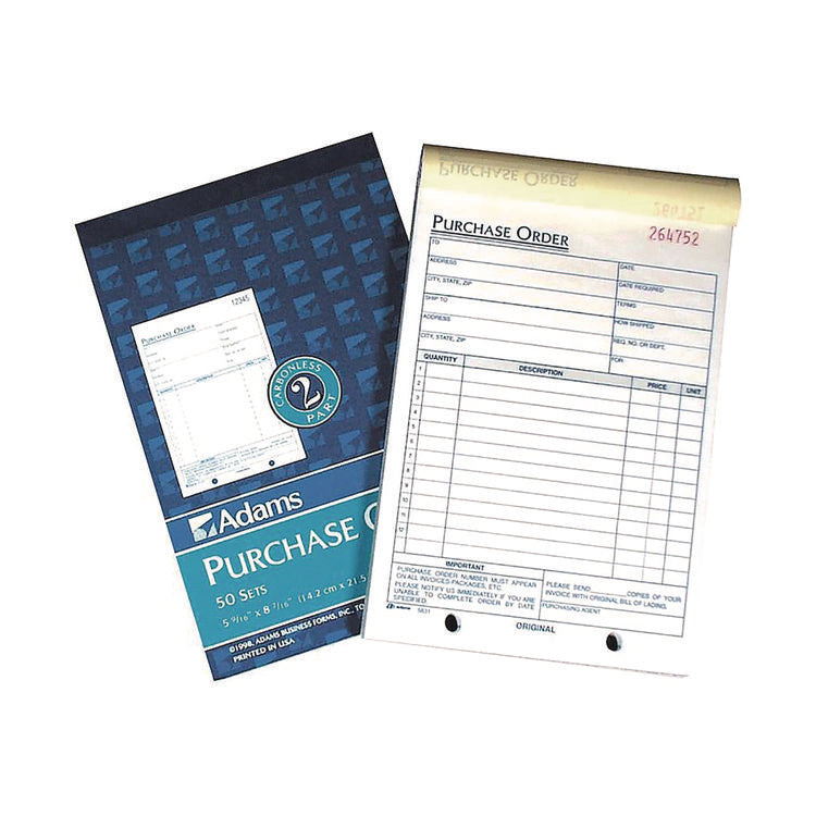 Multipart Purchase Order Pad, Two-Part Carbonless, 7.94 x 5.56, 50 Forms/Pad, 10 Pads/Pack