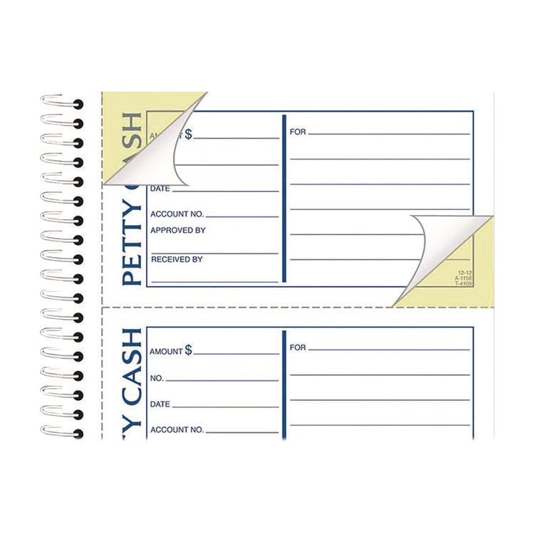 Petty Cash Receipt Book, Two-Part Carbonless, 5 x 2.75, 4 Forms/Sheet, 200 Forms Total