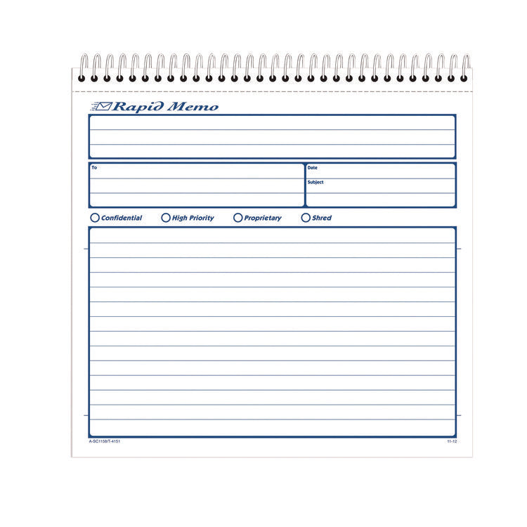 Rapid Memo Pad, Two-Part Carbonless, 8.5 x 7.75, 50 Forms Total