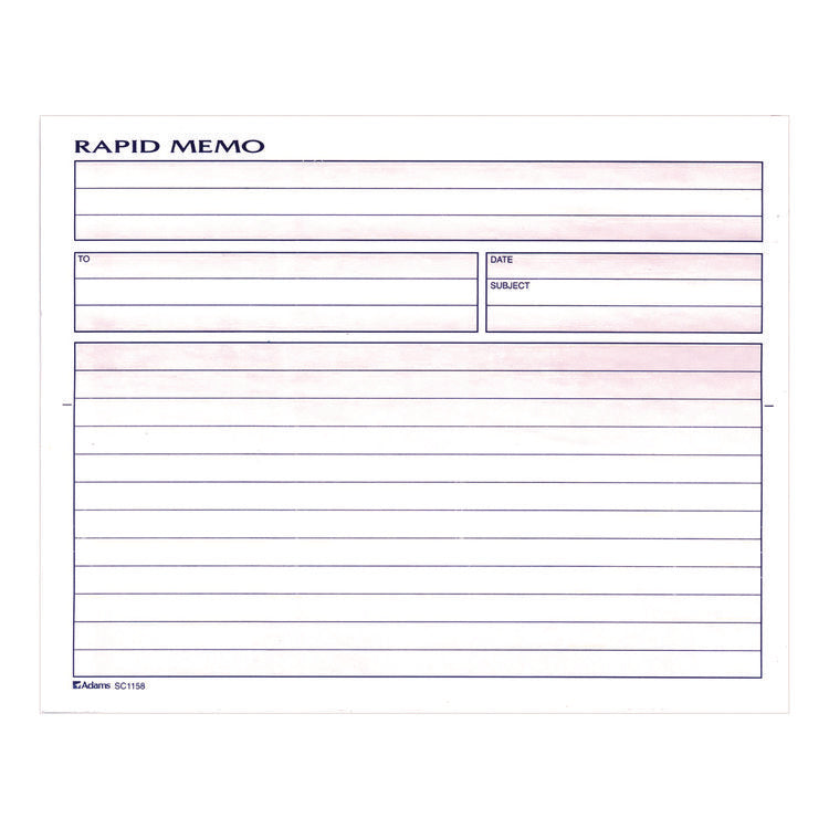 Rapid Memo Pad, Two-Part Carbonless, 8.5 x 7.75, 50 Forms Total