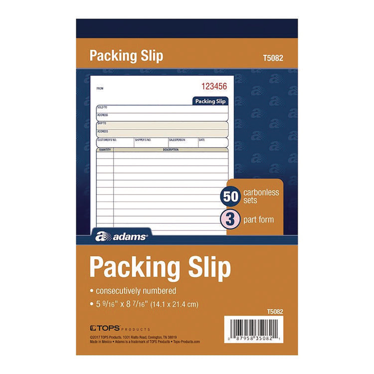 Multipart Packing List Forms, Three-Part Carbonless, 5.56 x 7.94, 50 Forms Total