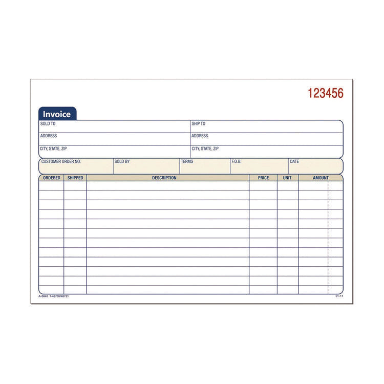 Multipart General-Purpose Invoice Pad, Three-Part Carbonless, 7.94 x 5.56, 50 Forms Total