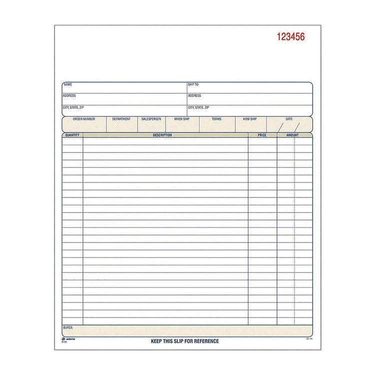 Multipart Sales Order Pad, Three-Part Carbonless, 8.34 x 10.19, 50 Forms Total