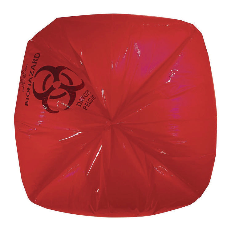 Healthcare Biohazard Printed Low-Density Can Liners, Infectious Waste, 30 gal, 3 mil, 30" x 43", Red, 100/Carton