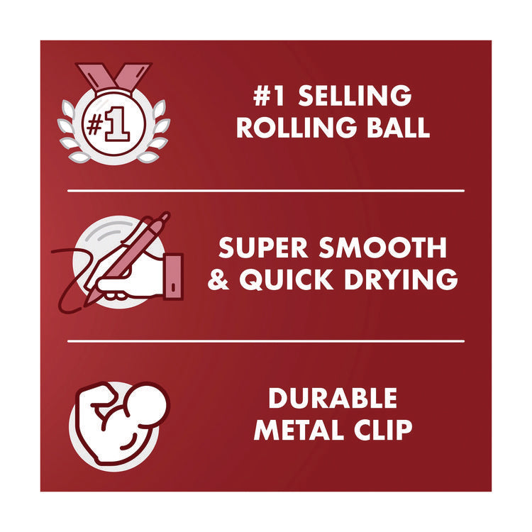 Precise V7RT Rollerball Pen, Retractable, Fine 0.7 mm, Black Ink, Black Barrel, 3/Pack