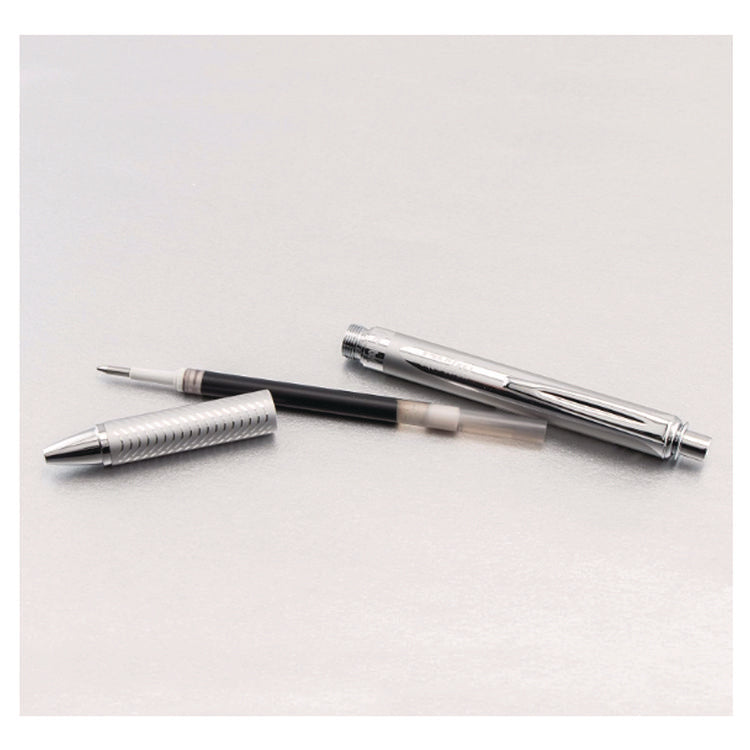 EnerGel Alloy RT Gel Pen, Retractable, Medium 0.7 mm, Black Ink, Polished Aluminum Barrel