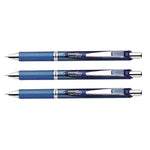 EnerGel RTX Deluxe Gel Pen, Retractable, Fine 0.5 mm, Blue Ink, Blue/Silver Barrel, 3/Pack