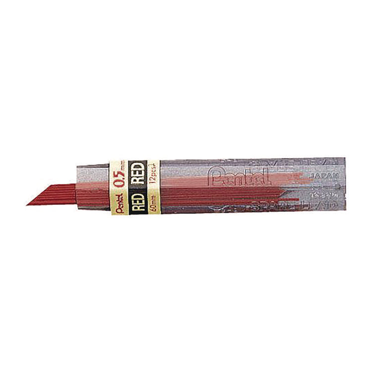 Colored Lead Refill, 0.5 mm, HB, Red, 12 Leads/Tube, 3 Tubes