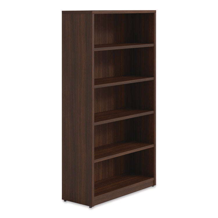 Alera Seville Bookcase, Five-Shelf, 36w x 14d x 65h, Mahogany