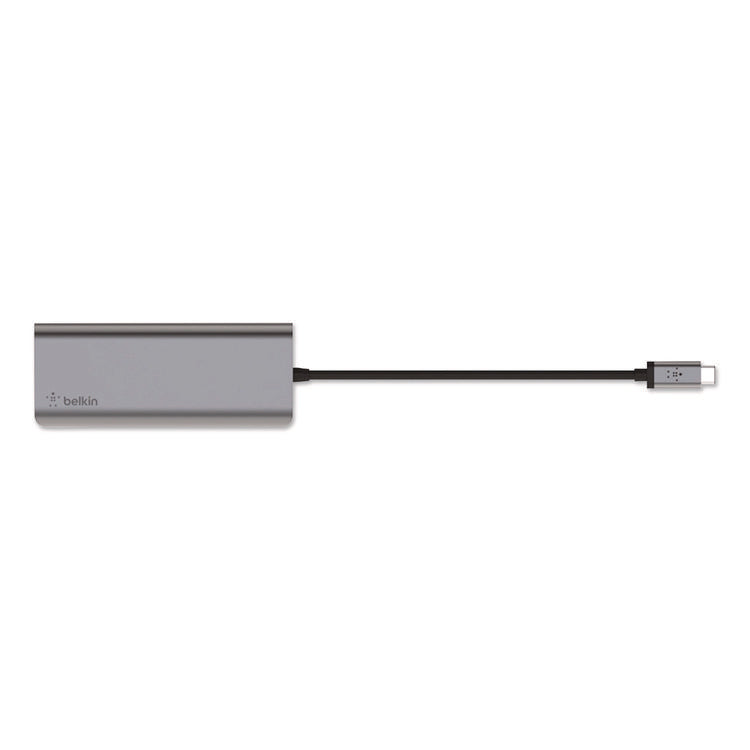 Connect 6-in-1 USB-C Multiport Adapter Hub, 6-Port, Gray