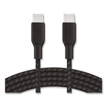 BOOST CHARGE Braided USB-C to USB-C Cable, 100 W Power Delivery, 6.6 ft, Black