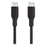 BOOST CHARGE Braided USB-C to USB-C Cable, 100 W Power Delivery, 6.6 ft, Black