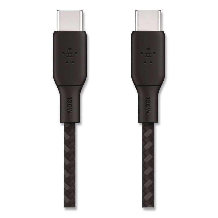BOOST CHARGE Braided USB-C to USB-C Cable, 100 W Power Delivery, 6.6 ft, Black