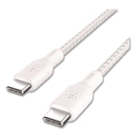 BOOST CHARGE Braided USB-C to USB-C Cable, 100 W Power Delivery, 6.6 ft, White, 2/Pack