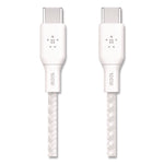BOOST CHARGE Braided USB-C to USB-C Cable, 100 W Power Delivery, 6.6 ft, White, 2/Pack