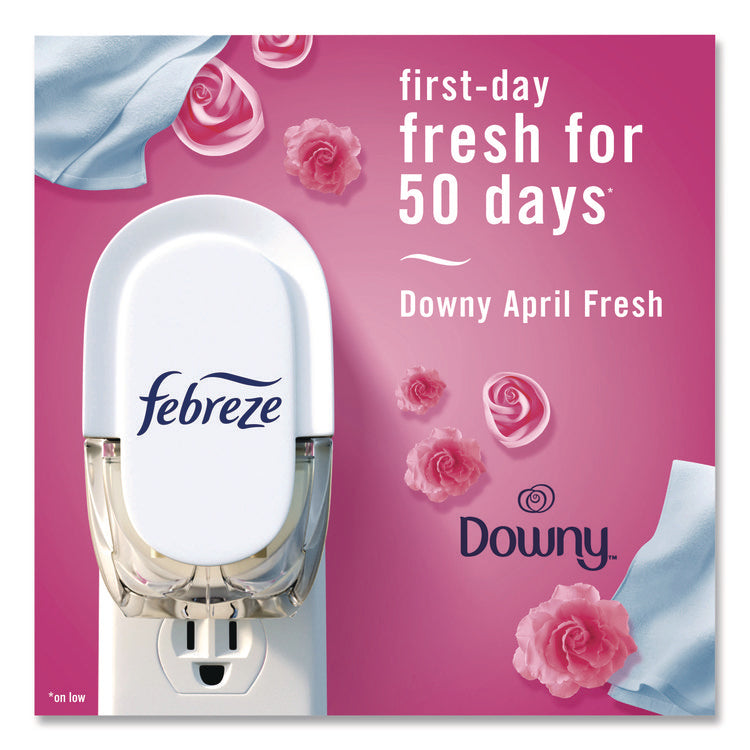 Air Freshener Warmer Starter Kit, Clear/White, with (2) Downy April Fresh Refills