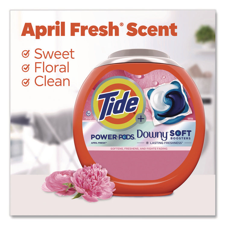 Power PODS Plus Downy Laundry Detergent, April Fresh Scent, 98 oz Tub, 63 Pods/Tub