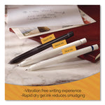 bLen Gel Pen, Medium 0.7 mm, Black; Blue Ink, White; Black Barrel, 6/Pack