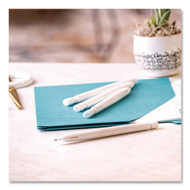 bLen Gel Pen, Medium 0.7 mm, Black; Blue Ink, White; Black Barrel, 6/Pack