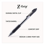Z-Grip Ballpoint Pen, Retractable, Medium 1 mm, Black Ink, Clear/Black Barrel, 18/Pack