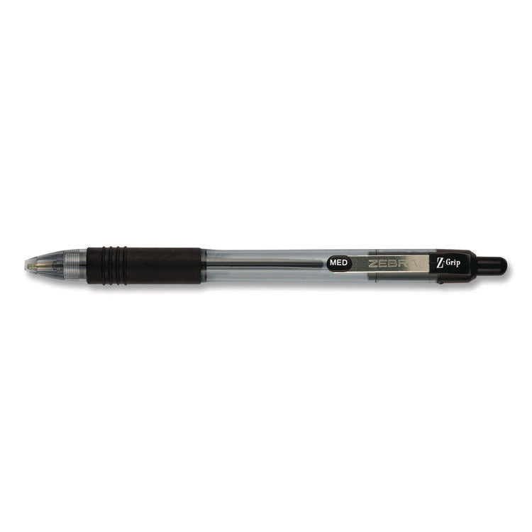Z-Grip Ballpoint Pen, Retractable, Medium 1 mm, Black Ink, Clear/Black Barrel, 18/Pack