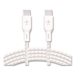 BOOST CHARGE Braided USB-C to USB-C Cable, 100 W Power Delivery, 6.6 ft, White, 2/Pack