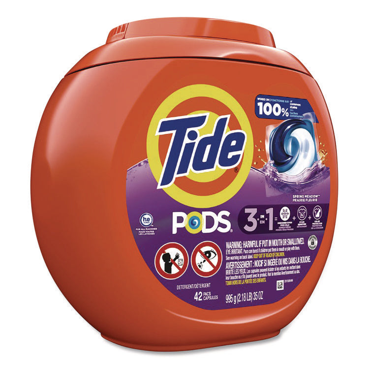 PODS Laundry Detergent, Spring Meadow, 35 oz Tub, 42 Pods/Tub