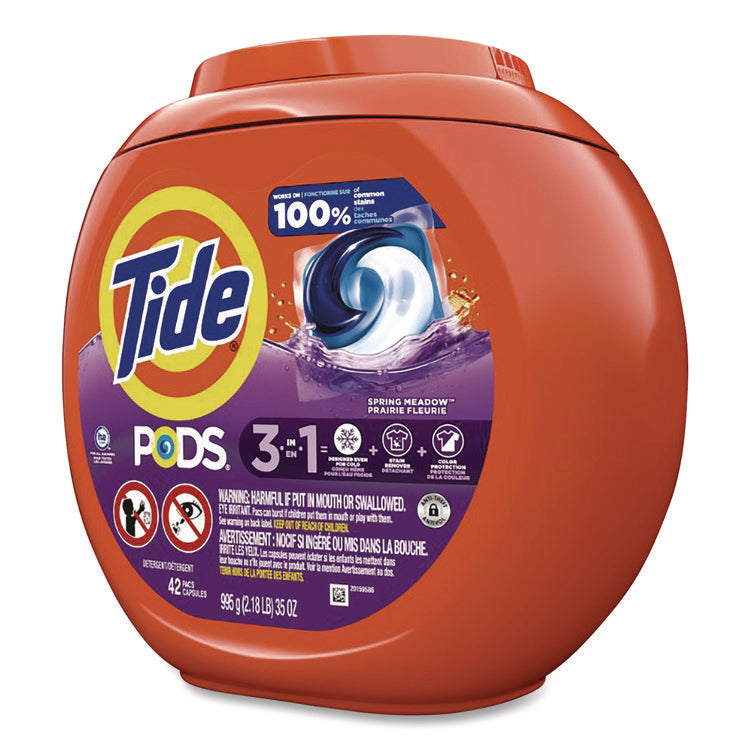 PODS Laundry Detergent, Spring Meadow, 35 oz Tub, 42 Pods/Tub