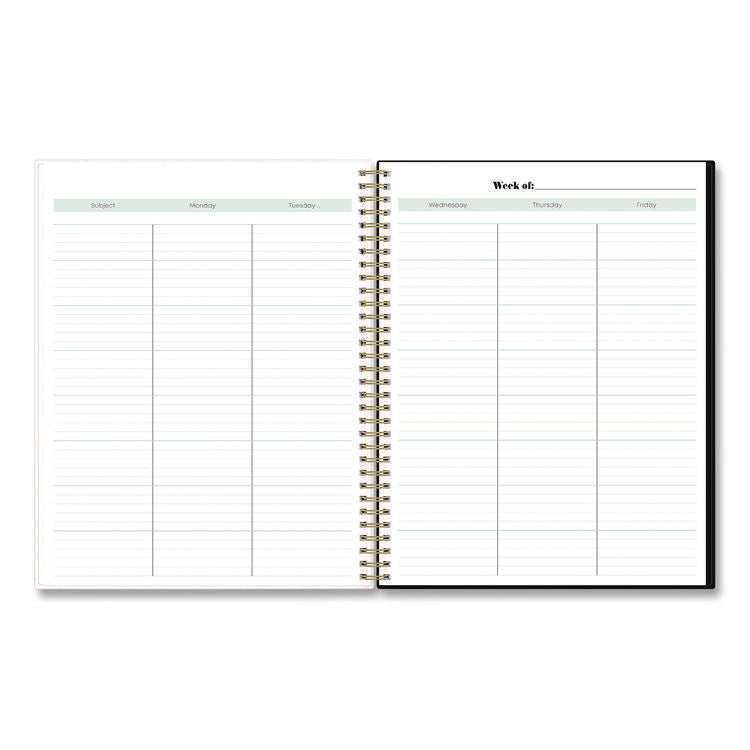 Dark Gray Gale Lesson Planner, Weekly: Up to Nine Periods per Day, Monthly: Two-Page Spreads, 11 x 8.5, Gray/Mint Green Cover