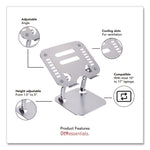 Adjustable Laptop Riser Stand, 10.62" x 9" x 1.5" to 5", Silver