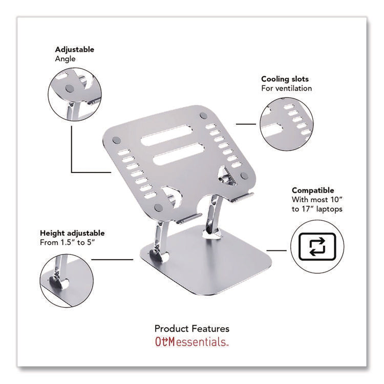 Adjustable Laptop Riser Stand, 10.62" x 9" x 1.5" to 5", Silver